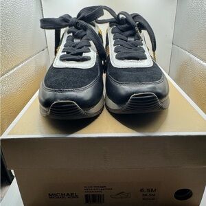 Michael Kors Black and White Women’s Sneakers with Gold Accents